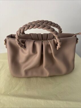 Women's Taupe Braided Handle Satchel Bag